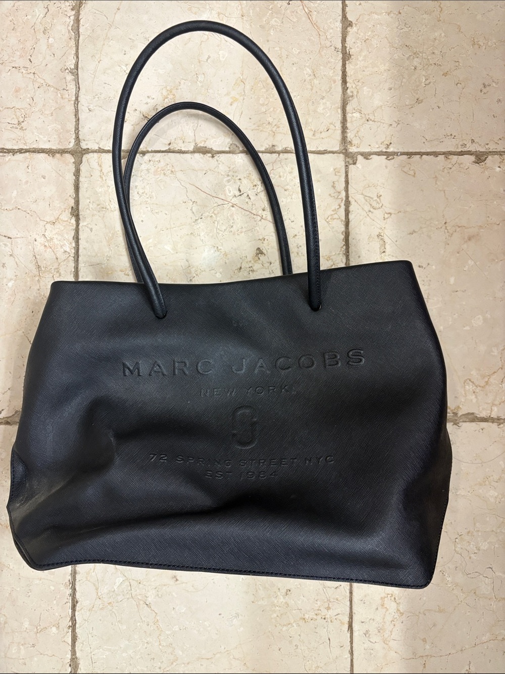 Marc Jacobs Black Leather Logo Shoulder Tote